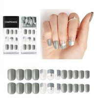 HKM-987923 Summer Style Soft PVC Fake Nails - 24 Multi Color Reusable Artificial Nail Set