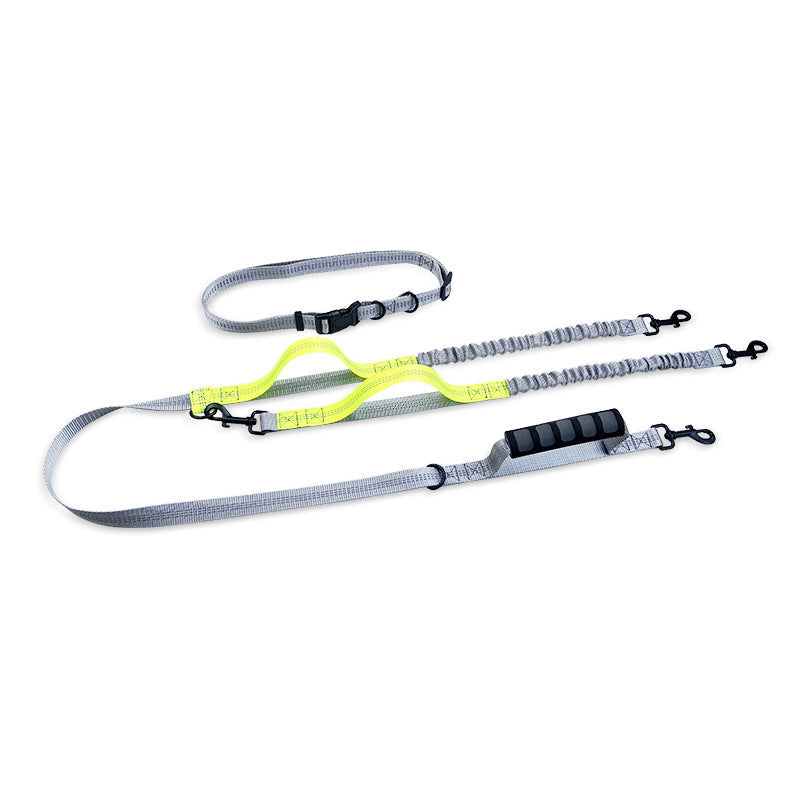 HKM-361107 Reflective Telescopic Dog Leash with Traction Rope - 165-185cm Long, 70-120cm Adjustable Belt in Fluorescent Green, Orange, and Dark Green