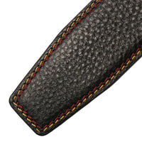 HKM-526099 Black Leather Belt with 3.4CM Perforated Pin Buckle - Versatile Fashion Accessory