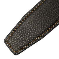 HKM-526099 Black Leather Belt with 3.4CM Perforated Pin Buckle - Versatile Fashion Accessory