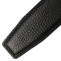 HKM-526099 Black Leather Belt with 3.4CM Perforated Pin Buckle - Versatile Fashion Accessory