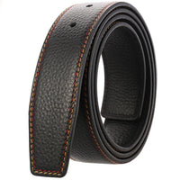 HKM-526099 Black Leather Belt with 3.4CM Perforated Pin Buckle - Versatile Fashion Accessory