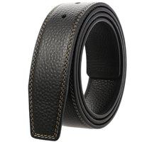 HKM-526099 Black Leather Belt with 3.4CM Perforated Pin Buckle - Versatile Fashion Accessory