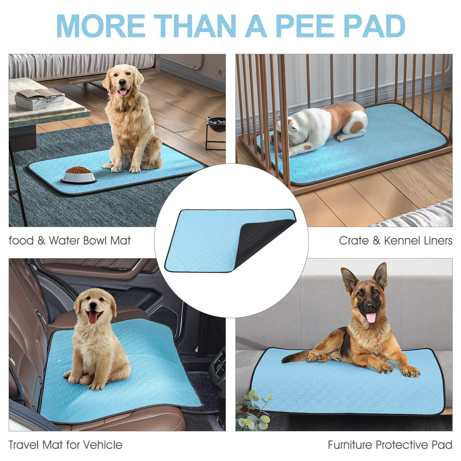 JMT-593738 Washable Waterproof Dog Urine Pad - Non-Slip Training Mat for Puppies and Cats, 89.5 x 59.2 cm, Set of 2