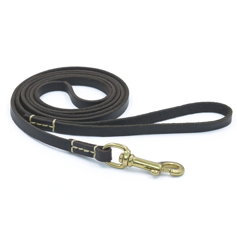 HKM-458259 Handmade Genuine Leather Dog Leash with Durable Copper Hardware for Small and Medium Dogs