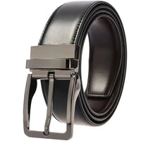 HKM-328339 Men's Reversible Leather Waist Belt with Pin Buckle Design