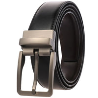 HKM-328339 Men's Reversible Leather Waist Belt with Pin Buckle Design