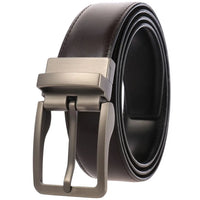 HKM-328339 Men's Reversible Leather Waist Belt with Pin Buckle Design