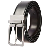 HKM-328339 Men's Reversible Leather Waist Belt with Pin Buckle Design
