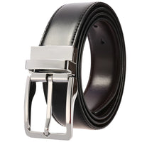 HKM-328339 Men's Reversible Leather Waist Belt with Pin Buckle Design