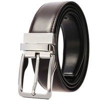 HKM-328339 Men's Reversible Leather Waist Belt with Pin Buckle Design