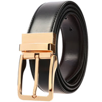 HKM-328339 Men's Reversible Leather Waist Belt with Pin Buckle Design
