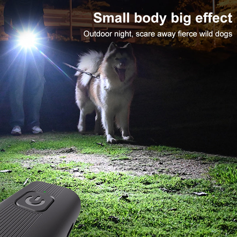 HKM-123283 Portable Anti-Barking Dog Training Device with LED Flashlight - USB Rechargeable and Compact Design