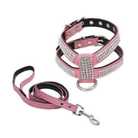 HKM-522963 K-Shaped Rhinestone Dog Harness and Leash Set in Various Colors