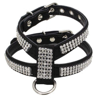 HKM-522963 K-Shaped Rhinestone Dog Harness and Leash Set in Various Colors