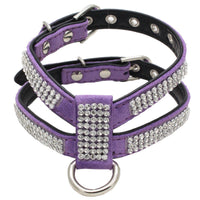 HKM-522963 K-Shaped Rhinestone Dog Harness and Leash Set in Various Colors