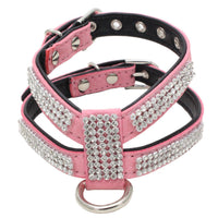 HKM-522963 K-Shaped Rhinestone Dog Harness and Leash Set in Various Colors