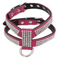 HKM-522963 K-Shaped Rhinestone Dog Harness and Leash Set in Various Colors