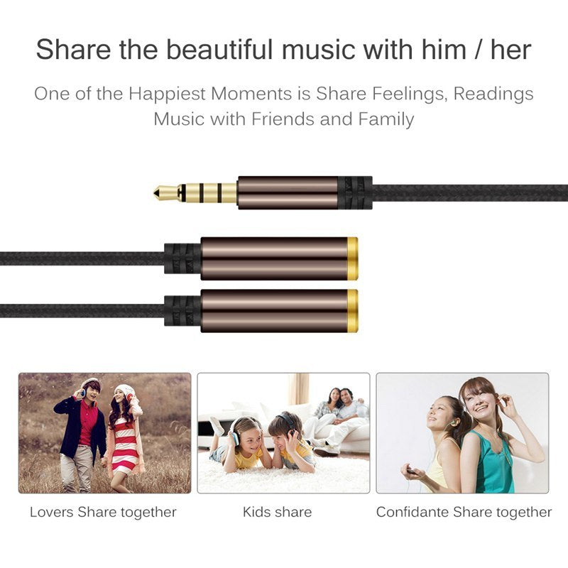 KTX-792467 3.5mm Audio Splitter Cable for Dual Headphones - Universal Y Splitter for Sharing Music