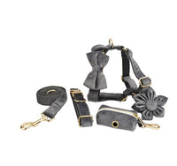 HKM-144403 Velvet Fabric Dog Collar with Accessories - Scalable Sizes XS-XL