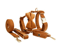 HKM-144403 Velvet Fabric Dog Collar with Accessories - Scalable Sizes XS-XL