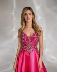 HKM-889683 Elegant Pink Evening Dress for Women - EZ25047
