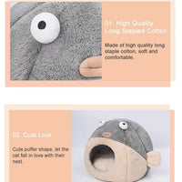 HKM-805331 Balloonfish-Shaped Pet Mats and Cushions for Cats and Small Dogs - Cozy Indoor Pet Furniture