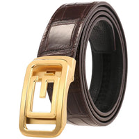 HKM-637907 Genuine Leather Men's Belt - Stylish Black Design, Model LY36-61319-8