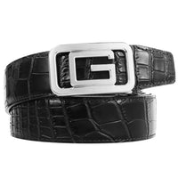 HKM-637907 Genuine Leather Men's Belt - Stylish Black Design, Model LY36-61319-8