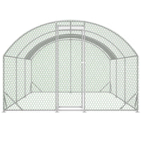 HKM-891603 Spacious Large Metal Chicken Coop with Waterproof Anti-UV Cover, Walk-In Chicken Run for Outdoor Use - 9.84 x 19.68 x 6.56 Ft