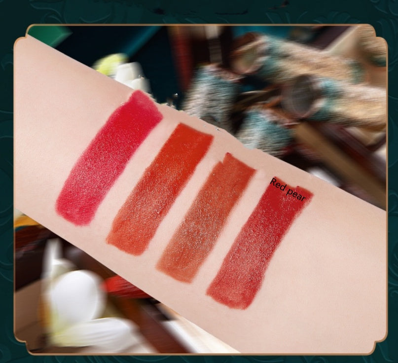 HKM-236307 Velvet Matte Carved Lipstick in Retro Red, Rotten Tomato, Brick Red Caramel, Red Pear - Long-lasting Formula