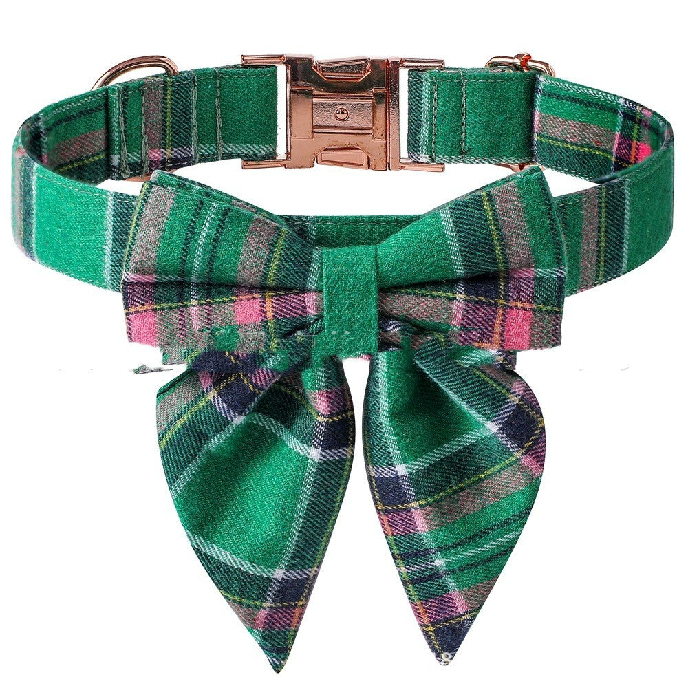 HKM-897747 Plaid Dog Collar with Metal Buckle - Adjustable Sizes S, M, L for All Seasons