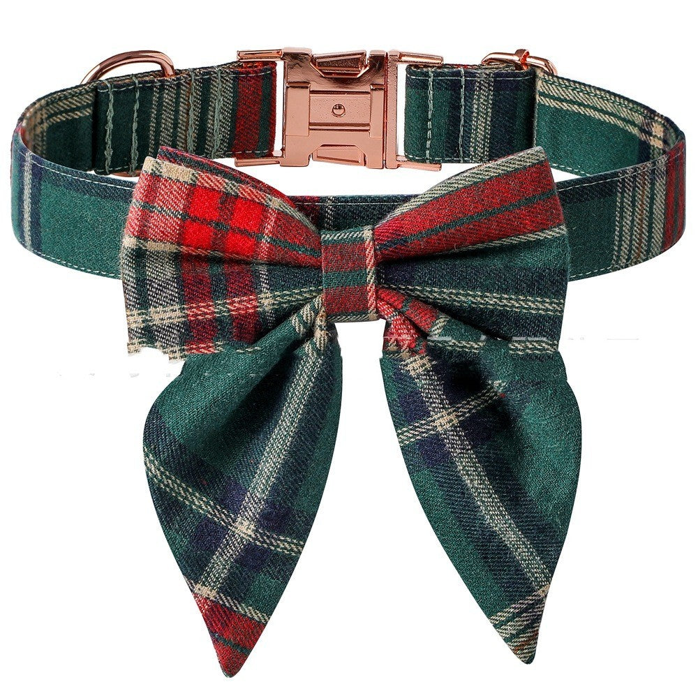 HKM-897747 Plaid Dog Collar with Metal Buckle - Adjustable Sizes S, M, L for All Seasons