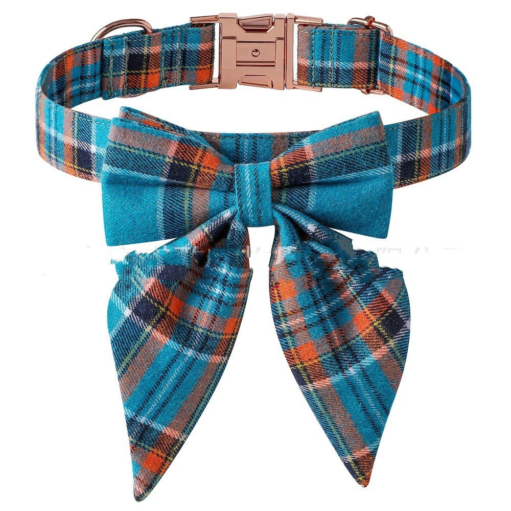 HKM-897747 Plaid Dog Collar with Metal Buckle - Adjustable Sizes S, M, L for All Seasons