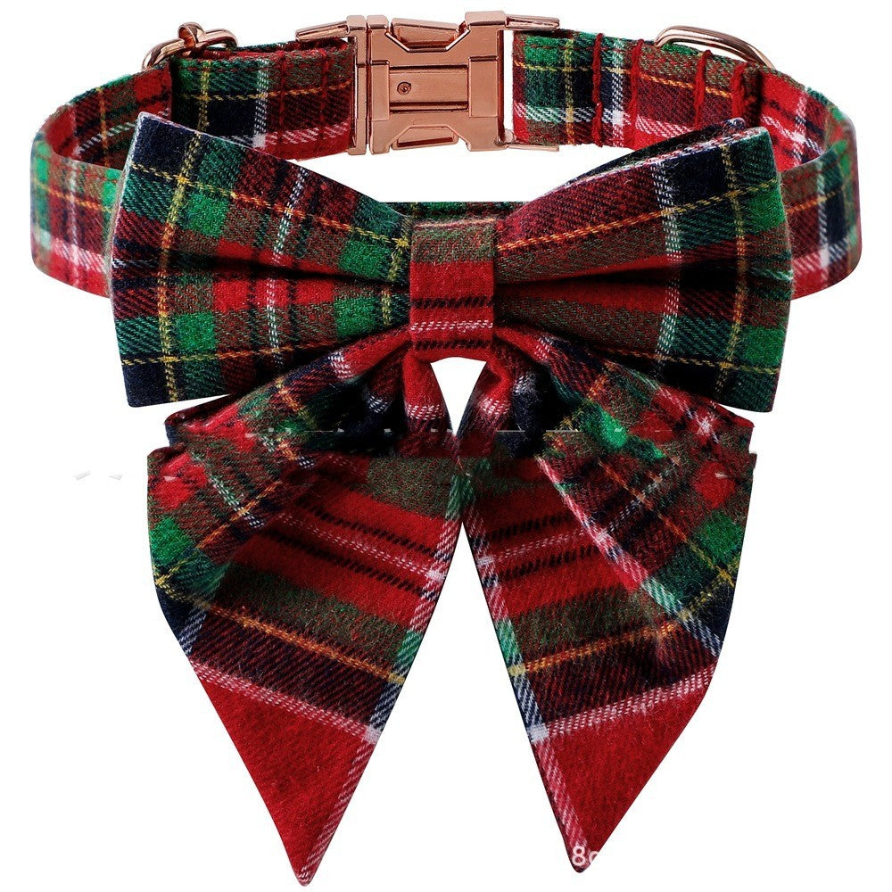 HKM-897747 Plaid Dog Collar with Metal Buckle - Adjustable Sizes S, M, L for All Seasons