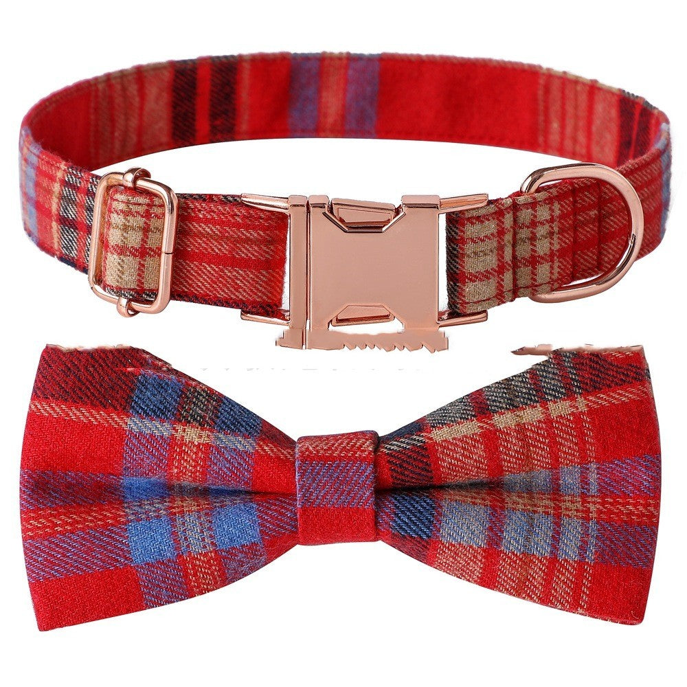 HKM-897747 Plaid Dog Collar with Metal Buckle - Adjustable Sizes S, M, L for All Seasons