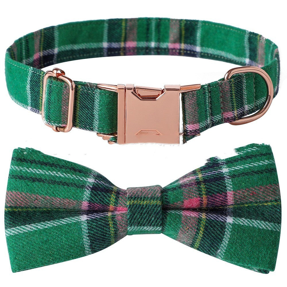 HKM-897747 Plaid Dog Collar with Metal Buckle - Adjustable Sizes S, M, L for All Seasons