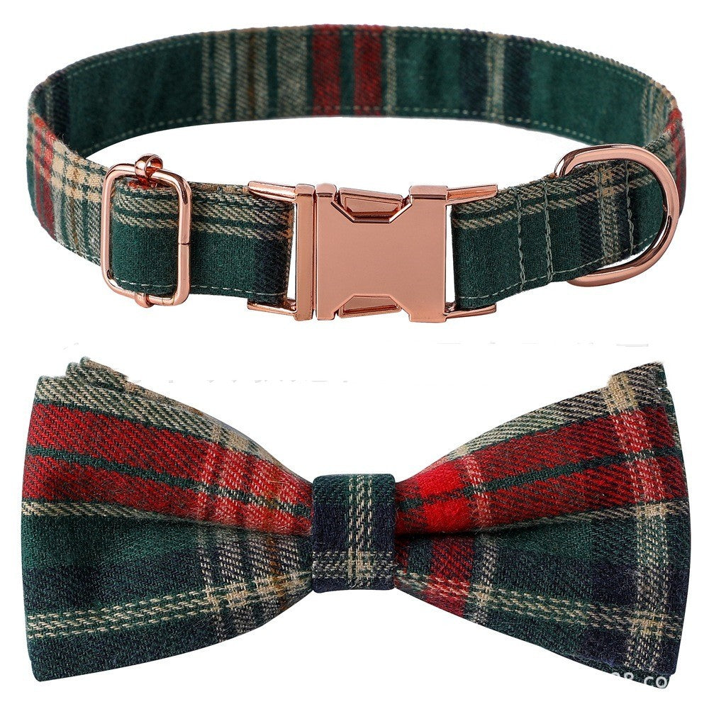 HKM-897747 Plaid Dog Collar with Metal Buckle - Adjustable Sizes S, M, L for All Seasons