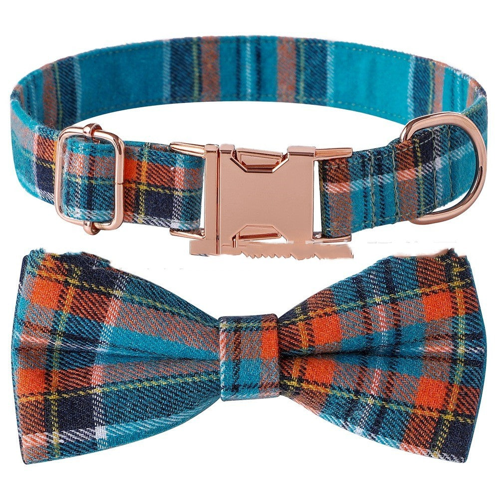 HKM-897747 Plaid Dog Collar with Metal Buckle - Adjustable Sizes S, M, L for All Seasons