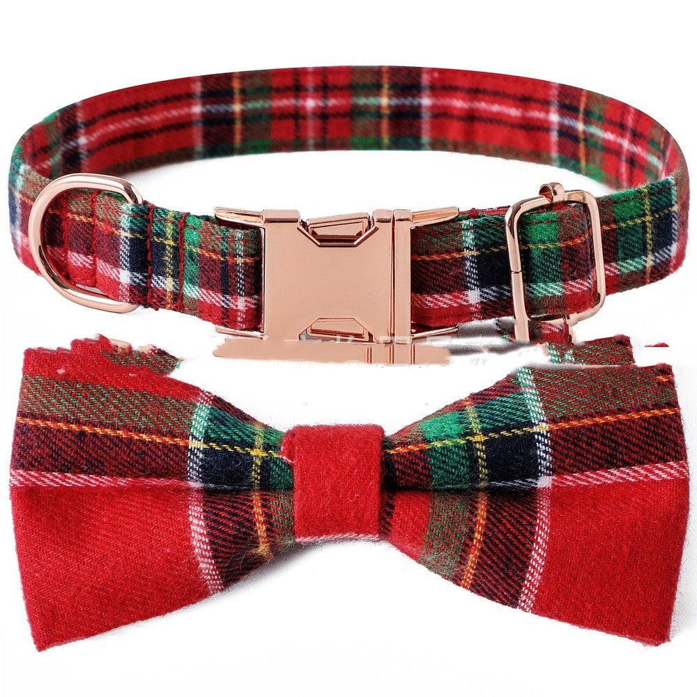 HKM-897747 Plaid Dog Collar with Metal Buckle - Adjustable Sizes S, M, L for All Seasons