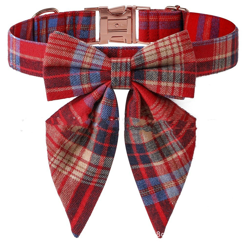 HKM-897747 Plaid Dog Collar with Metal Buckle - Adjustable Sizes S, M, L for All Seasons