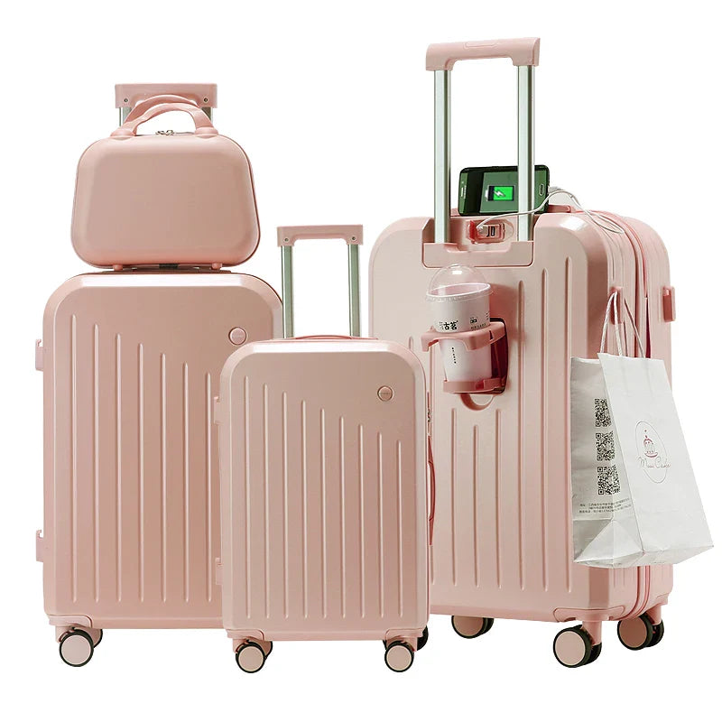 KTX-294099 Four-Piece Travel Trolley Bag Luggage Set with USB Port - 14", 20", 24", 28" Sizes