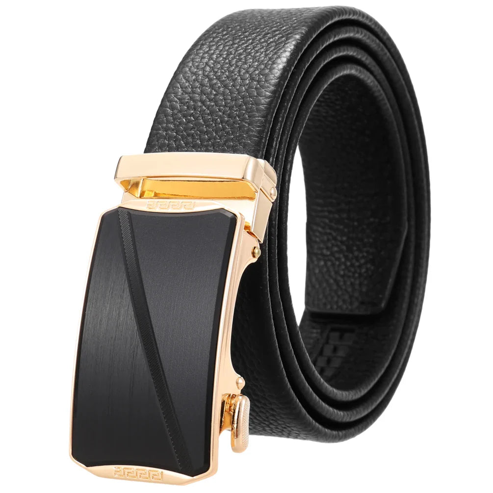 HKM-767827 Luxury Cowhide Leather Belt for Men with Stylish Belt Buckle, Model Ly36-24366-5