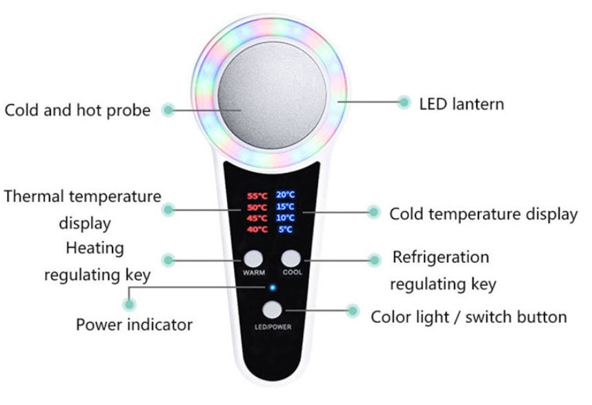 HKM-670867 USB Rechargeable Hot and Cold Beauty Instrument with Multiple Temperature Settings for Skincare