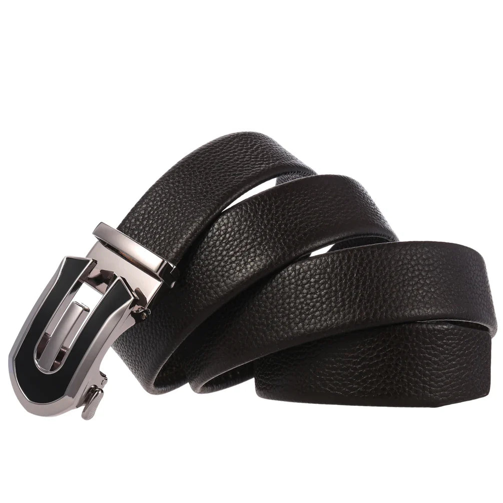 HKM-782483 Men's Automatic Genuine Leather Cowhide Business Belt - Model LY36-7118-5