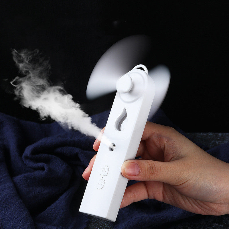 HKM-816787 Portable Handheld Mini Fan with Moisturizing Spray Function - White/Blue