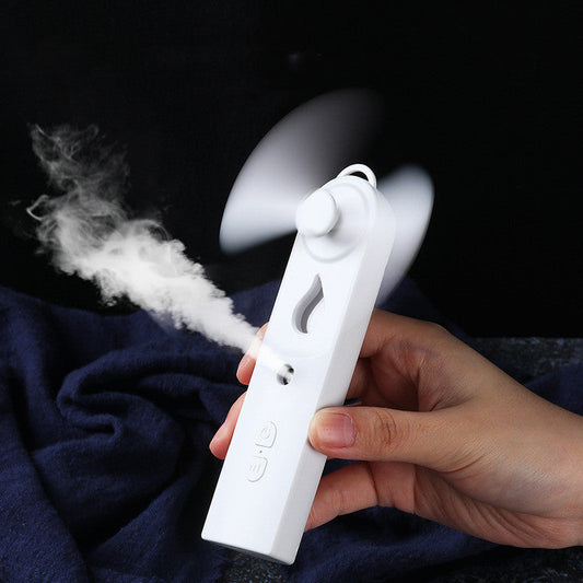 HKM-816787 Portable Handheld Mini Fan with Moisturizing Spray Function - White/Blue