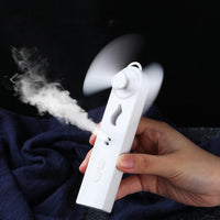 HKM-816787 Portable Handheld Mini Fan with Moisturizing Spray Function - White/Blue