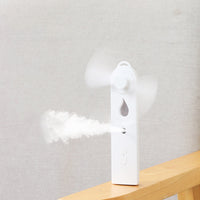 HKM-816787 Portable Handheld Mini Fan with Moisturizing Spray Function - White/Blue