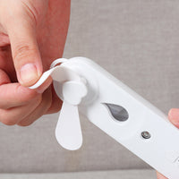 HKM-816787 Portable Handheld Mini Fan with Moisturizing Spray Function - White/Blue